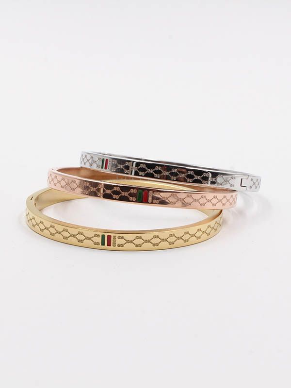 Japanese 3-row Platinum & Rose Gold Bracelet for Women with Diamond Cu