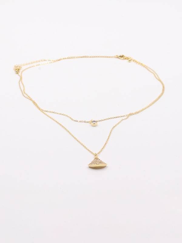 Bvlgari necklace two layers gold zircon