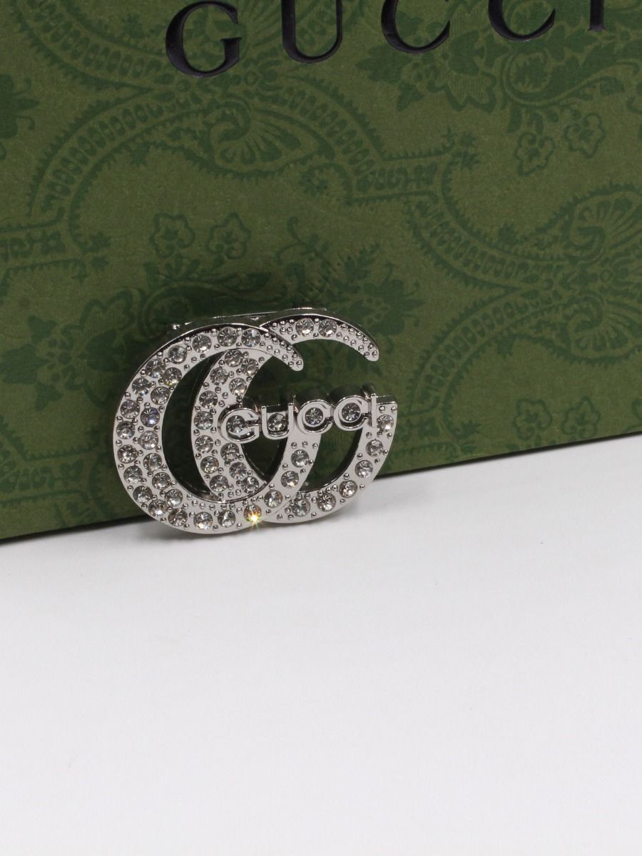 Gucci Crystal Logo Brooch