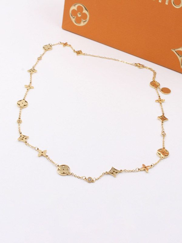 Louis Vuitton gold zircon long necklace