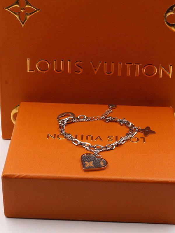 Louis Vuitton Brown Heart Gold Bracelet