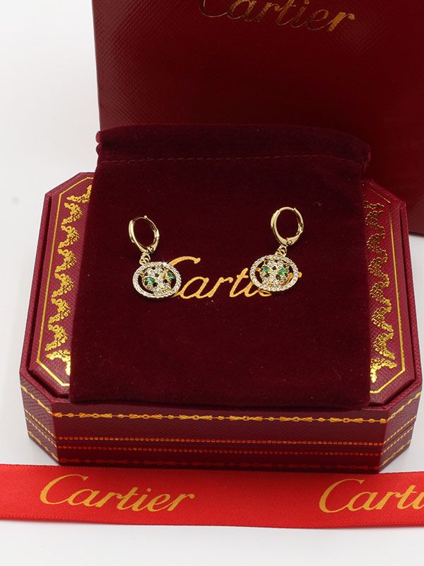 Cartier Tiger round green zircon earring