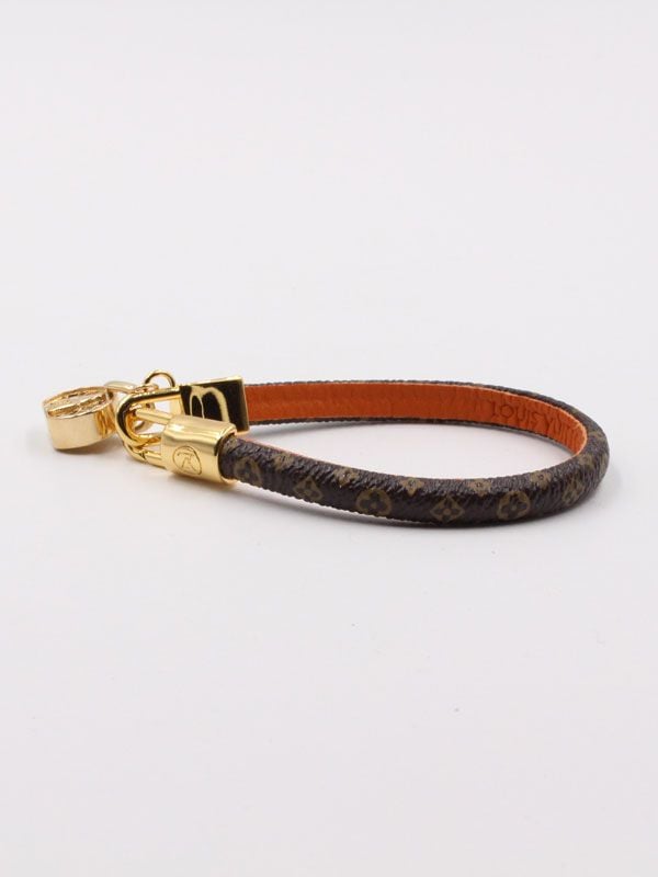 Louis Vuitton Leather Gold Lock Bracelet (Small Size)