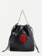 Floral bag and medium size black-1