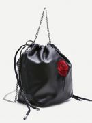 Floral bag and medium size black-3