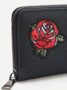 Black wallet with rose embroidery-2