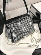 Square evening bag made of cloth and crystal-4