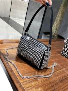 Square evening bag made of cloth and crystal-3