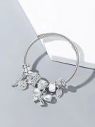 Pandora bracelet, silver, butterfly, crystal-1