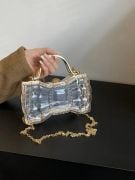 Women's gold transparent satchel bags-6