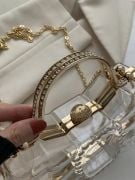 Women's gold transparent satchel bags-1