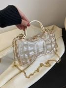 Women's gold transparent satchel bags-4