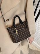 Brown geometric handbag-3