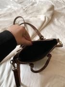 Brown geometric handbag-5