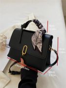 Two-tone square bag decorated with a scarf-6