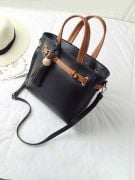 Black handbag with ribbon-1