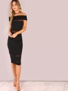 Stylish Dress Unveiled Shoulder - Black-1