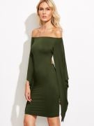 An open green olive dress with a back strap-1