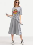 Gray T-shirt short sleeve dress-1