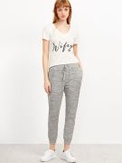 Casual pants with gray waistband-1