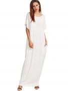 Long white dress with short sleeves-2