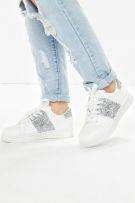 Women sport shoes with silver glitter-2
