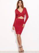 Red long sleeve dress-1