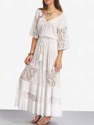White maxi dress with lace tied waist-3