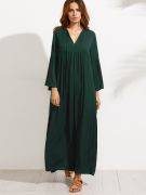 Dark green maxi dress with bell sleeves-1