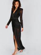 Black Dress Long Sleeve Open Front Transparent-3