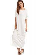 Long white dress with short sleeves-4