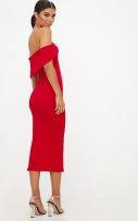 فستان احمر متوسط الطول-3