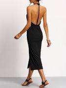 Black tight backless dress-2