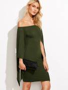 An open green olive dress with a back strap-3