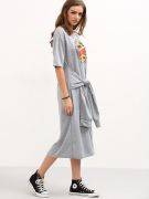 Gray T-shirt short sleeve dress-2
