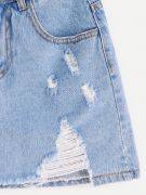 تنورة جينز قصيرة بقطع في الامام-2