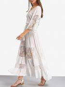 White maxi dress with lace tied waist-2