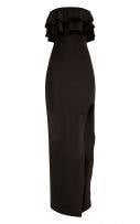 Black maxi dress with ruffles on the chest-2