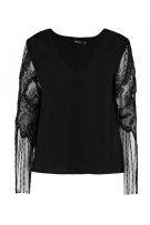 Blouse with lace sleeves-3