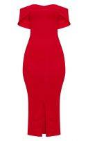 فستان احمر متوسط الطول-4
