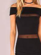 Stylish Dress Unveiled Shoulder - Black-4