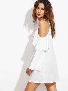 A white dress with open sleeves and a pouch on the sleeves-4