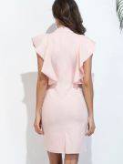 Dress the short pink color with ruffles from the sides on the chest-4