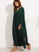 Dark green maxi dress with bell sleeves-4
