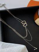 Louis Vuitton silver chain necklace-1