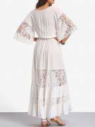 White maxi dress with lace tied waist-4