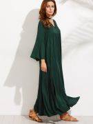 Dark green maxi dress with bell sleeves-5