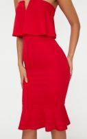 فستان احمر متوسط الطول-5