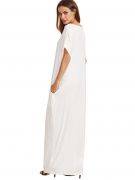 Long white dress with short sleeves-6