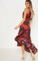 Maxi dress wrapped in kashkasha and printing flowers-3